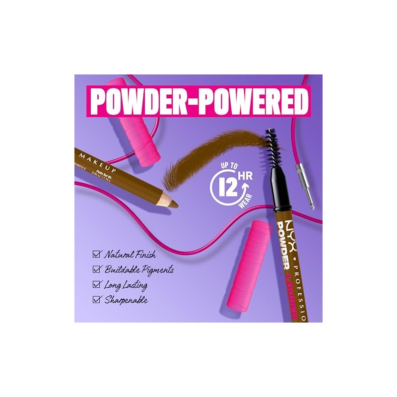 Nyx Professional Makeup, Powder Louder Brow Pencil, Lápiz de Cejas,