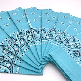 Vamqor 100% Cotton 10 Pack Fine Bandanas（Sky Blue）