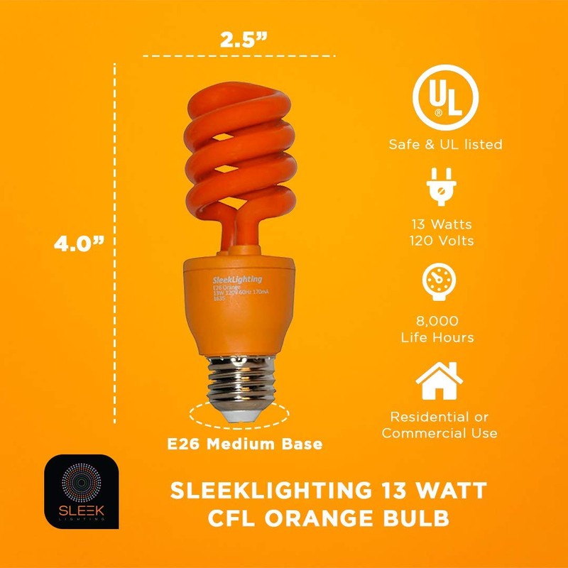 SLEEKLIGHTING 13 Watt Orange Spiral CFL Light Bulb - UL
