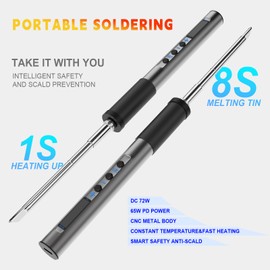 ZYKYCX Digital Soldering Iron Kit, Portable Soldering Iron Pen with 7 Solder Tips, 8S Fast Heating, 356℉-842℉ Temperature Control, 65W Soldering Gun Kit for Electronics & DIY Making