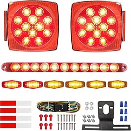 Utilty Trailer Lights & Wiring Kit, IP68 Waterproof Trailer Lights with 25ft 4Pin Trailer Wiring Harness for Boat, Marine & Utility Trailers Under/Over 80"