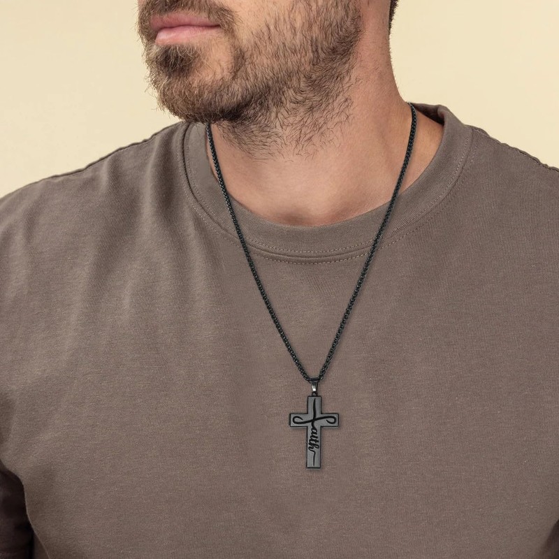 Gnamy Faith Cross Necklace for Men Male Him Teen Teenage