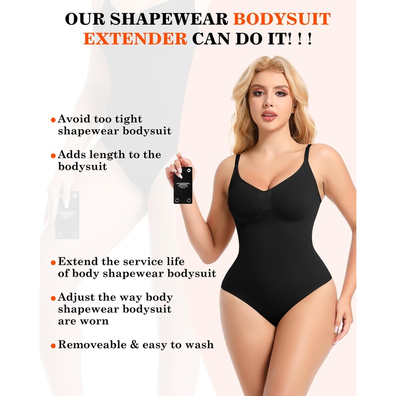 AHENCON Bodysuit Extender 2 Snap Crotch Add Length To Shapewear