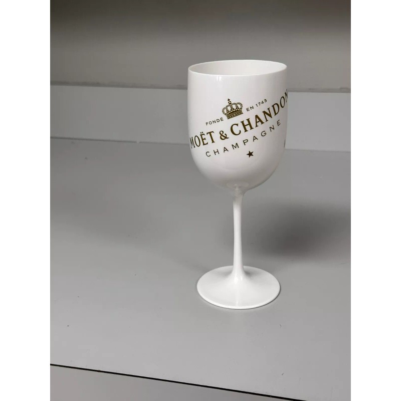 Moet Wine Champagne Goblets Glasses White Plastic 8.5" Tall -