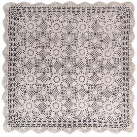 Phantomon Square Crochet Tablecloth 100% Cotton Handmade Lace Table Dresser Table Placemats Crocheted Doilies, 27 Inch (Beige)