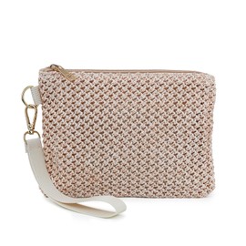 AdiStylinno Womens Straw Clutch Bag, Bohemian Straw Bag for Women Small Straws Handbag Woven Clutch Purse with Zip Wristlet Wallet Summer Straw Beach Bag for Holiday Party Beach (Beige)