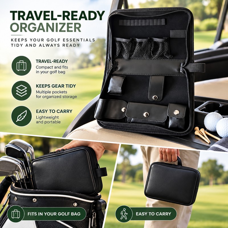 Golf Accessories Storage Bag for Golf Tools – Portable Black
