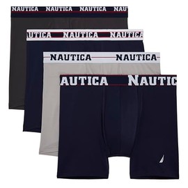 Nautica Men's 4 Pack Limited Edition Micro Stretch Boxer Briefs, Charcoal/2 Peacoat/Alloy-Assorted Wb, Medium