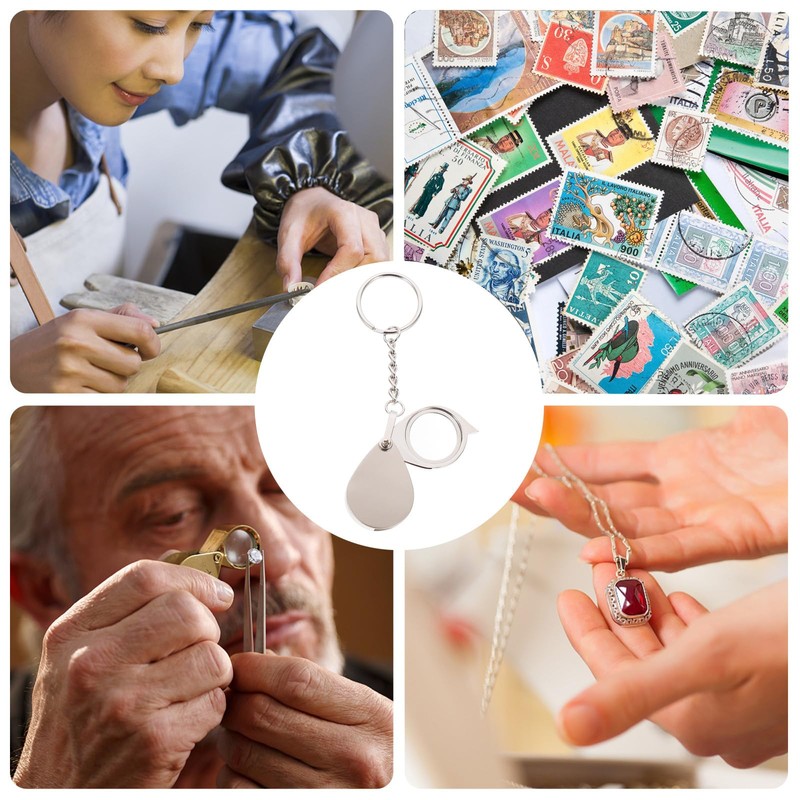 Magnifying Keychain Portable Foldable 15X Metal Magnifier Keychain for Reading