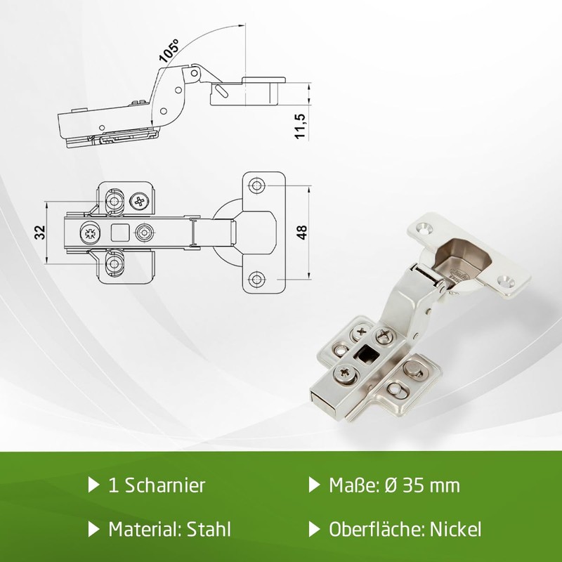 Amig - Superaco hydraulic pot hinge nickel-plated - Ø35 mm
