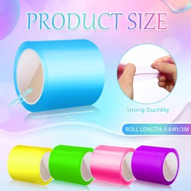 HyDren 5 Pcs Nano Tapes, Multicolor Nanotape Bubble Kit 49.2ftx1.97 in Elastic No Heating Required for Beginners Children Adult Kids DIY Colorful Double Sided Tape for Crafts Balloon(Bright Color)