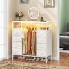 HIGDBFE LED Dresser with Hanging Rack, 8 Fabric Drawer Dresser
