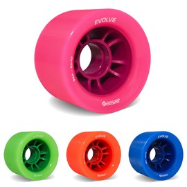 Bont Skates - Evolve Speed Skate Wheel - Indoor Roller Skate Wheels - Rollerskate Wheels - 88A 94A 96A 98A - Blue Pink Green Orange (Pink 94A - Set of 4)