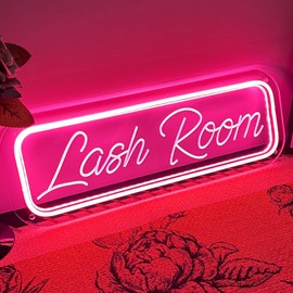 Brochao Lash Room Neon Sign Peach Pink Neon LED Signs for Lash Studio Beauty Salon Nails Room,USB Powered,Three Adjustable Brightness,Light up Signs For Business StoreS 39cm*14cm