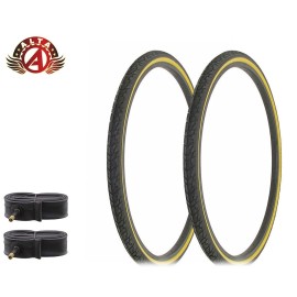 ALTA BICYCLE TIRES 26 X 1-3/8 BLACK/GUM HF-109 SLICK ROAD TOURING TREAD W/TUBES