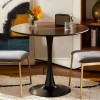 MDF Top Steel Base Tulip Modern Dining/Kitchen/Coffee Table 24 Inch
