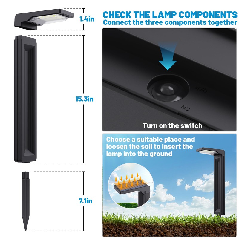 Sunvivo Solar Pathway Lights,2 Modes(Cold White/Warm White),Bright Solar Path Lights