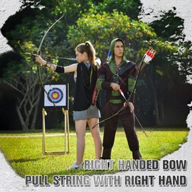 KAINOKAI 58" Laminated Recurve Bow,Amercian Hunting Bow Archery Bow 20-60lbs (50LBS, Left Hand)