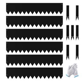 Landscape Edging 6-Pack - 0.06 Inch/1.5mm Thick Galvanized Steel Garden Edging w/Black Powder Coating, 6x39.4in, 7 Clips & Gloves, Hammer-in, No Dig,Rustproof, 19.7Ft Total