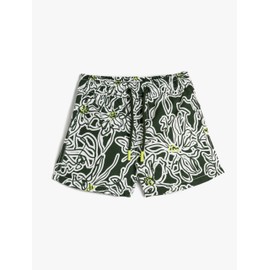 Koton Boys's Trunk Drawstring Floral Printed Relax Cut Swim Wear, Khaki Design(D63)