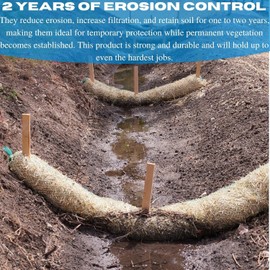 VBS - Straw Wattle - Straw Wattle, Wattles, Erosion Control, Slope Stabilization, Erosion Control Blanket, Straw Log, Erosion Control Blanket (9" x 25')