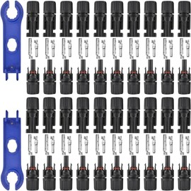 Usngsny 40 PCS Solar Connectors, Male/Female Waterproof IP67, MC4 1000V 30A, (20Pairs) Solar Panel Cable Connectors with 2 Spanners(10AWG)