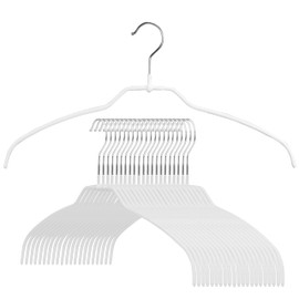 Mawa Narrow Petite Silhouette Clothing Hanger, Steel Hanger with Non-Slip Coating, for Shirts, Dresses, Camisoles, T-Shirts, Space-Saving, Rotating Hook, Set of 20, White
