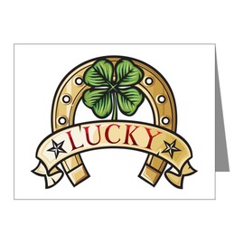 Note Cards (10 Pack) Lucky Horseshoe with Four Leaf Clover