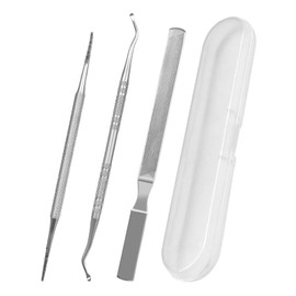 Langer Nagelfeile aus Stahl, 3 Stück Edelstahl-Werkzeug zum Reinigen des Ungueal-Betts, Multifunktionswerkzeug, doppeltes Ende, bestes Maniküre- und Pediküre-Werkzeug