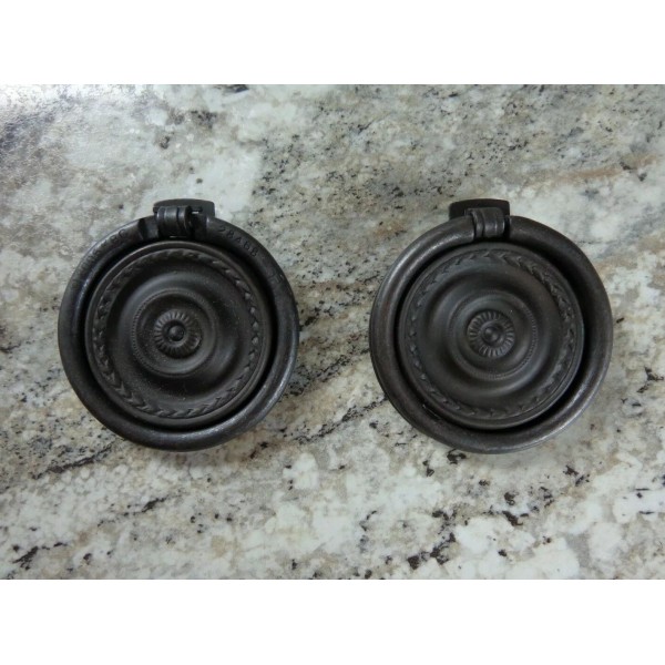 Keeler Brass Set of 2 Two-Part Round Ring Pulls Black