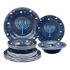 UPware 12 Piece Hanukkah Menorah Melamine Dinnerware Sets, Outdoor Dishes