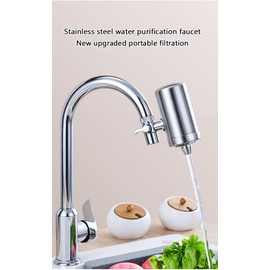 TINMAGI Water Filter for the Tap, Water Filter System 304 Stainless Steel, Drinking Water Filter with 4 Filters Included, Removes Heavy Metal Chlorine and Sediment