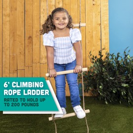 Squirrel Products 6 ft. Climbing Rope Ladder for Kids - DIY Swingset Addition for Outdoor Play Equipment