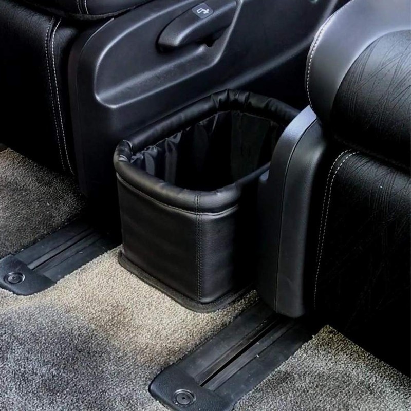 Leather Car Trash Can, Luxury Car Organizer, Leakproof Garbage Can