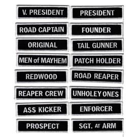 Biker Title Rank Vest Patches VP Road Captain Founder Biker Club Patch Set (16pc-Iron On)