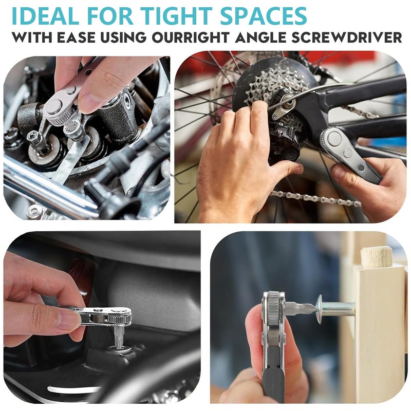 Maven Gifts Mini Ratchet Screwdriver Set with Right Angle &