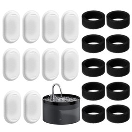 VILLAPOOL 10 cat water fountain filters,10Pcs Activated Carbon pet water fountain filters and 10Pcs Foam Filter for 3.2L/2L Cat Water Fountain,Triple Filtration High efficiency pet fountain filters