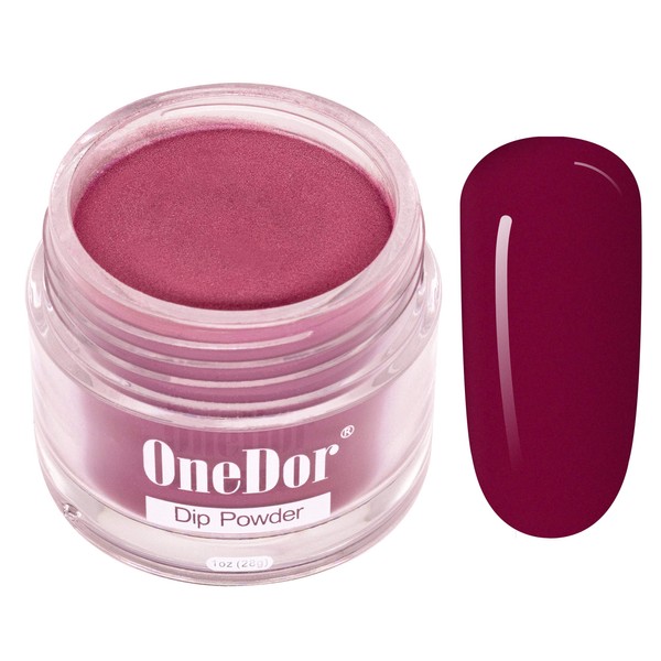 OneDor Nail Dip Dipping Powder – Acrylic Color Pigment Powders Pro Collection System, 1 Oz. (02 - Burgundy)