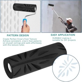 Texture Roller for Making a Textured Ceiling,Decorative Pattern Texture Paint Roller Fits for Drywall Ceiling,Crow's Foot Roller Paint for Making Interesting Paint