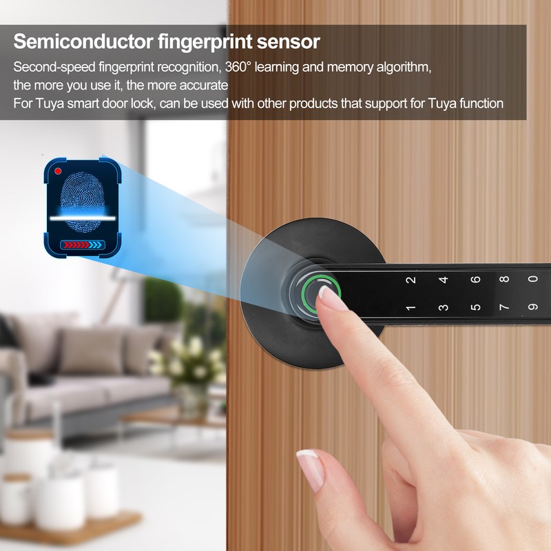 Fingerprint Lock Keyless Entry Smart Handle Password Electronic for Tuya