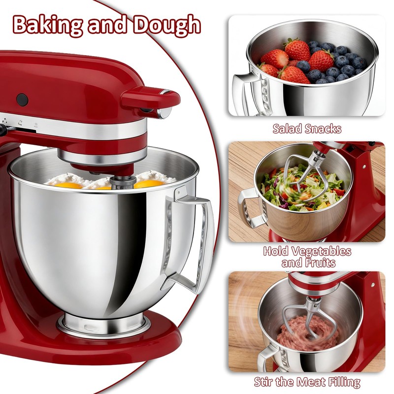 5QT Stainless Steel Mixer Bowl Compatible with KitchenAid Bowls for