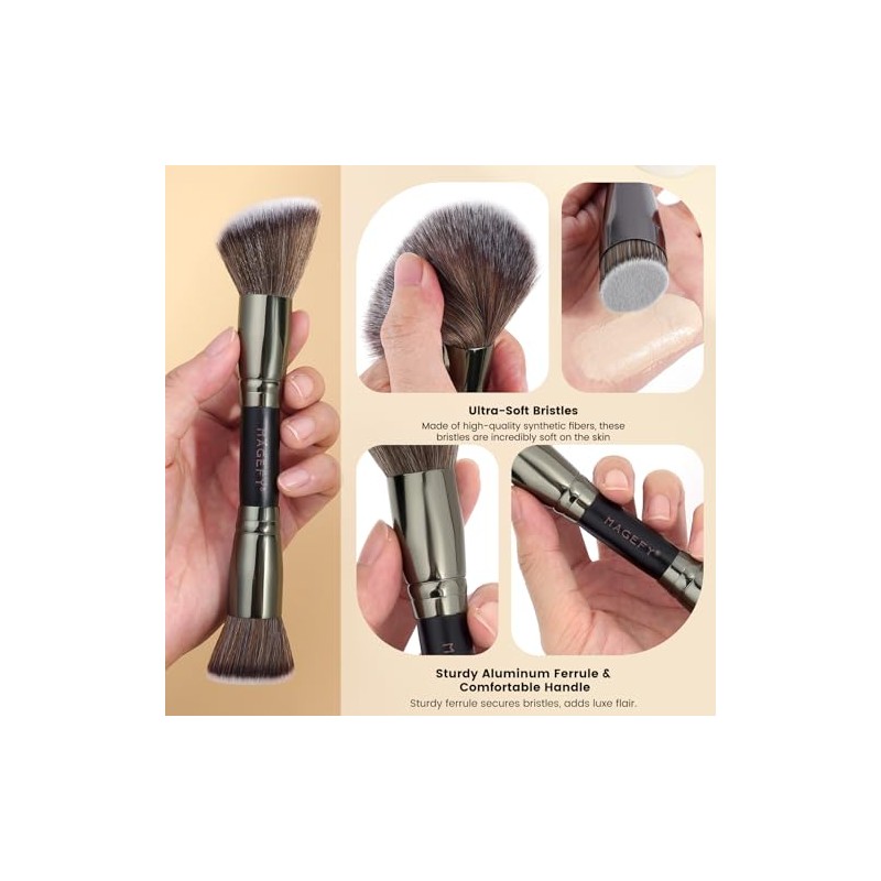 MAGEFY 12 Piezas Brochas para Maquillaje de Doble Función y