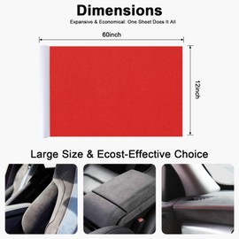 RadiantDecor Premium Red Suede Fabric Wrap - 12x60 inch Suede Wrap for Car Interior - Self-Adhesive Microfiber and Synthetic Leather, Stretchable Interior Film for Car and Home Decor
