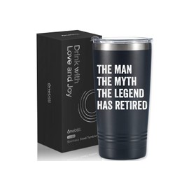 Onebttl Retirement Gifts for Men, Unique 20oz Tumbler for Retired Men, Retired Gifts for Papa, Boss, Police, Coworker - The Man The Myth The Legend Has Retired