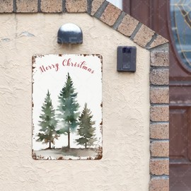 Christmas Tree Tin Sign Vintage Christmas Presents Design Merry Christmas Wall Decor For Home Office Club Retro Metal Sign 8x12 Inch