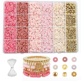 Yixhua Clay Beads Bracelet Making Kit with 2780 Beads,Premium Friendship Bracelet Kit for Jewelry,Includes Letter & Gold Bead,Perfect DIY Beading Kit for Adults & Teens（Pink）