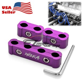 3Pcs Purple Aluminum Engine Spark Plug Wire Separator Divider Organizer Clamp Kit