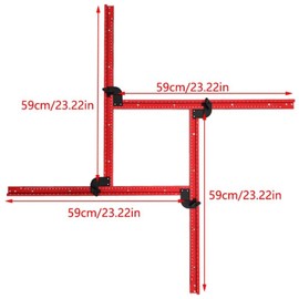 JCFANTS Router Jigs for Cutting Board, Adjustable Square Router Template Guide, Groove Router Jig 23.6 by 23.6 Inches, Routing Squares and Rectangles for Perfect Grooves (Red)