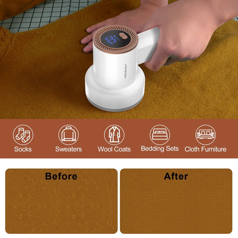 Fabric Shaver Fuzz Remover Rechargeable, HOMEASY Electric Lint Remover Shaver