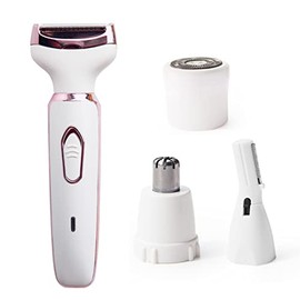 ANFOOS Maquinilla de afeitar eléctrica para mujer, recortadora de pelo para cara, nariz, cejas, barba, bigote, brazo, pierna, axila, bikini, sin dolor